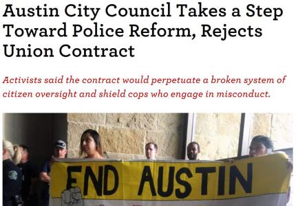 Austin City Council Takes a Step Toward Police Reform, Rejects Union Contract