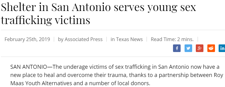 Shelter in San Antonio serves young sex trafficking victims