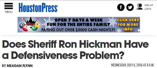 Does Sheriff Ron Hickman Have a Defensiveness Problem?