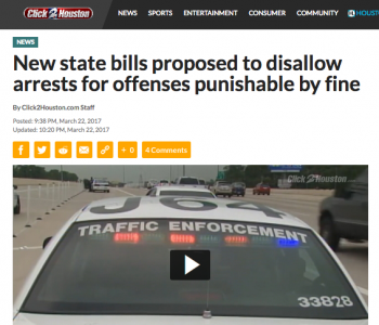 New state bills proposed to disallow arrests for offenses punishable by fine