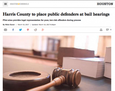 Harris County to place public defenders at bail hearings