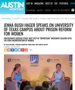 Jenna Bush Hager Speaks on University of Texas Campus about Prison Reform for Women