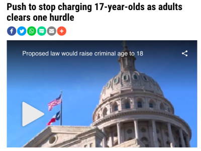 Push to stop charging 17-year-olds as adults clears one hurdle