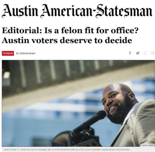 Editorial: Is a felon fit for office? Austin voters deserve to decide