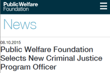 Public Welfare Foundation Selects New Criminal Justice Program Officer