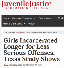 Girls Incarcerated Longer for Less Serious Offenses, Texas Study Shows