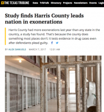 Study finds Harris County leads nation in exonerations