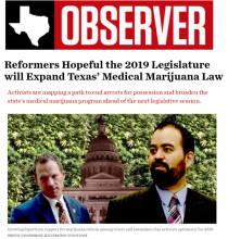 Reformers Hopeful the 2019 Legislature will Expand Texas’ Medical Marijuana Law