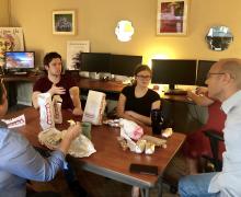 TCJE staff and interns meet in the office